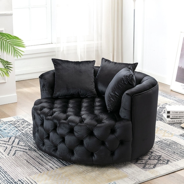 Retro Tufted Round Swivel Barrel Chair Overstock 32033123